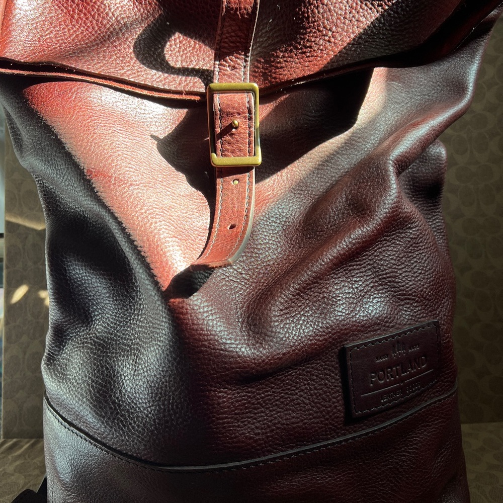 Portland Leather Goods Burgundy Roll Top Backpack